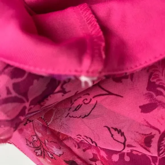 VTG City Triangles Slip Dress 90s Y2K Pink Floral Midi Ruffle Trim Fairy Sz 11 - Picture 9 of 14